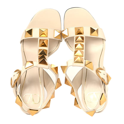 Valentino Garavani Calfskin Roman Stud 90mm Sandals 37 Light Ivory 2 of 11