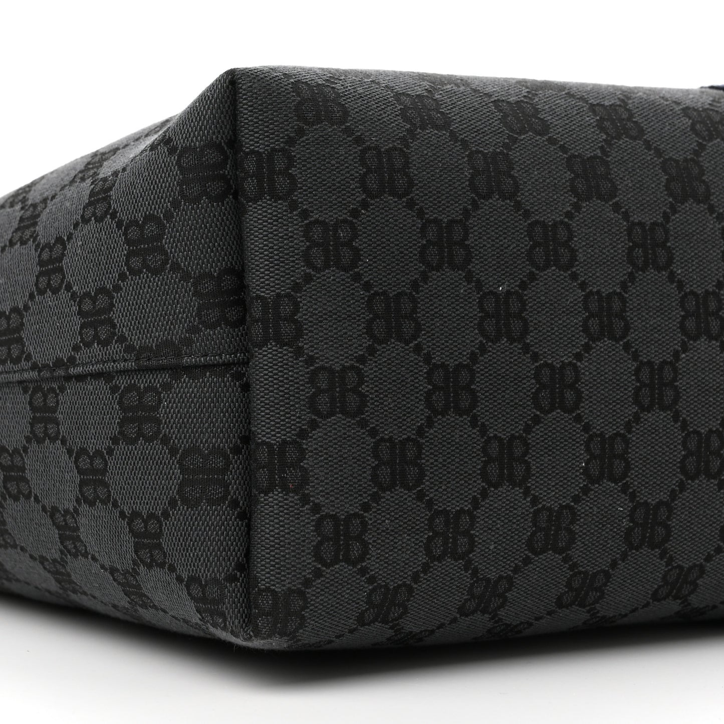 X BALENCIAGA BB Monogram Web Medium Ophidia Shopping Tote Black