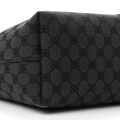 Gucci X BALENCIAGA BB Monogram Web Medium Ophidia Shopping Tote Black 9 of 10