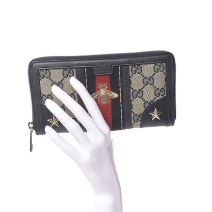 Gucci Monogram Web Rania Bee Star Zip Around Wallet Dark Blue 2 of 7