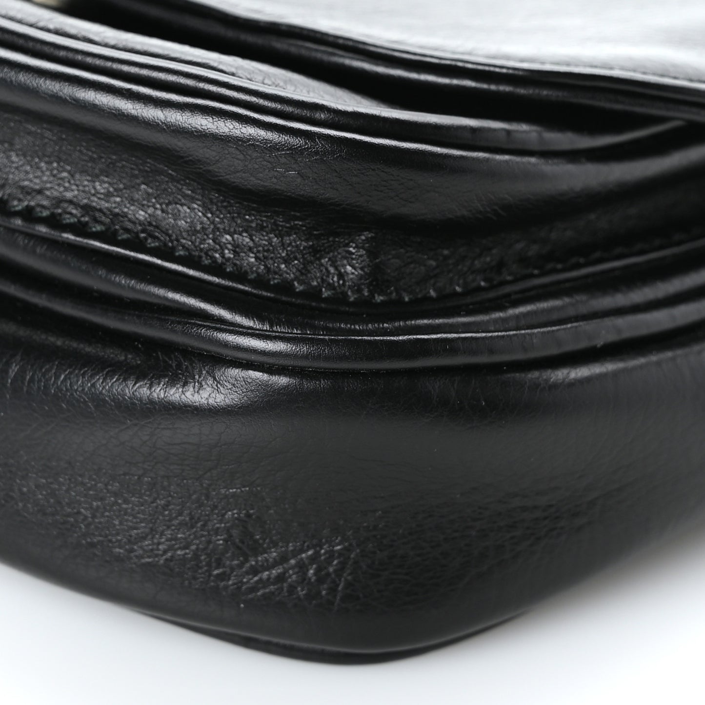 Calfskin Soft B Round Crossbody Bag XS Black