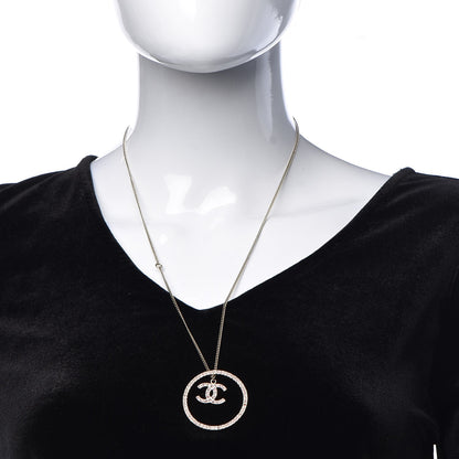 Chanel Crystal CC Hoop Necklace Pink Gold 2 of 6