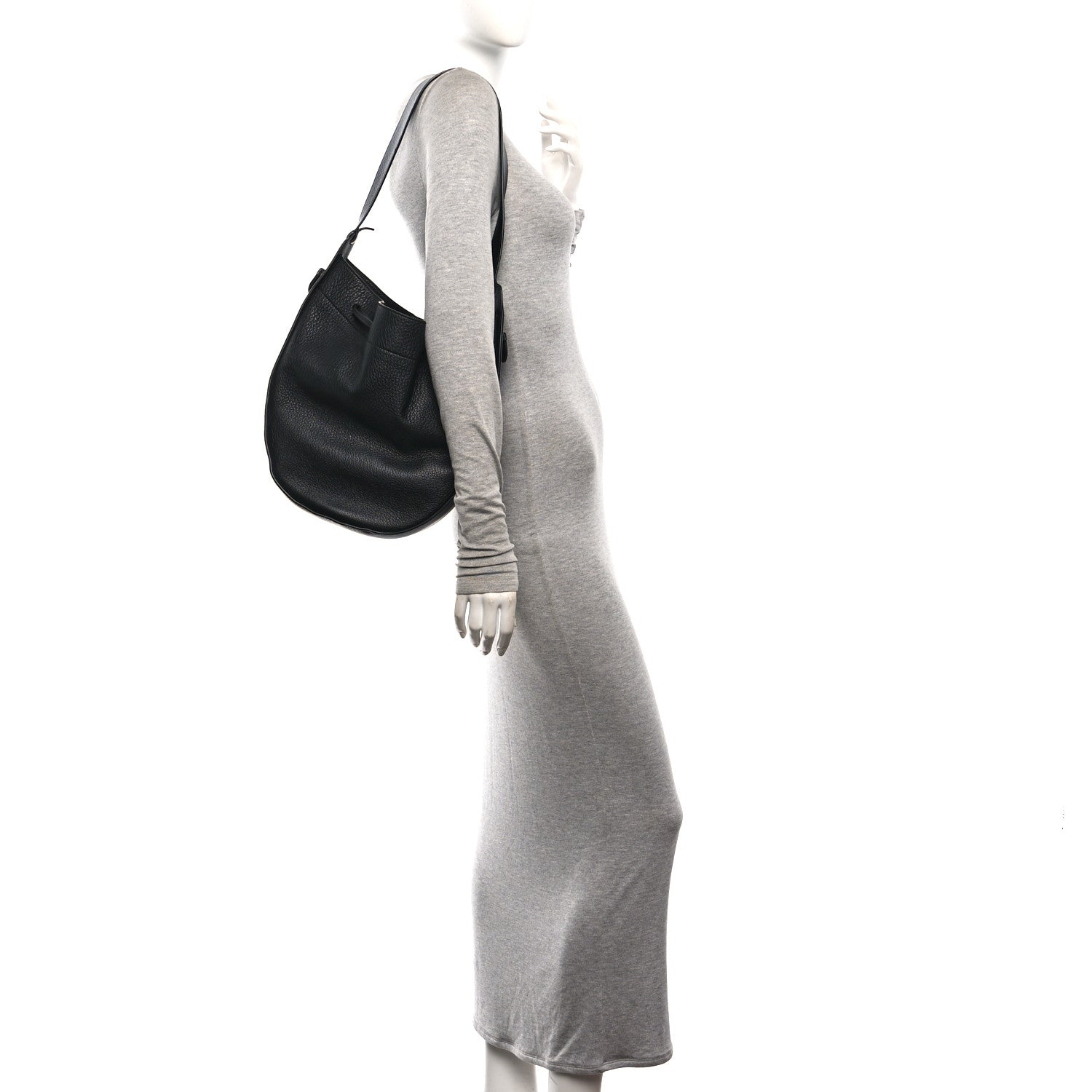 The Row Grained Calfskin Drawstring Pouch Black 2 of 9