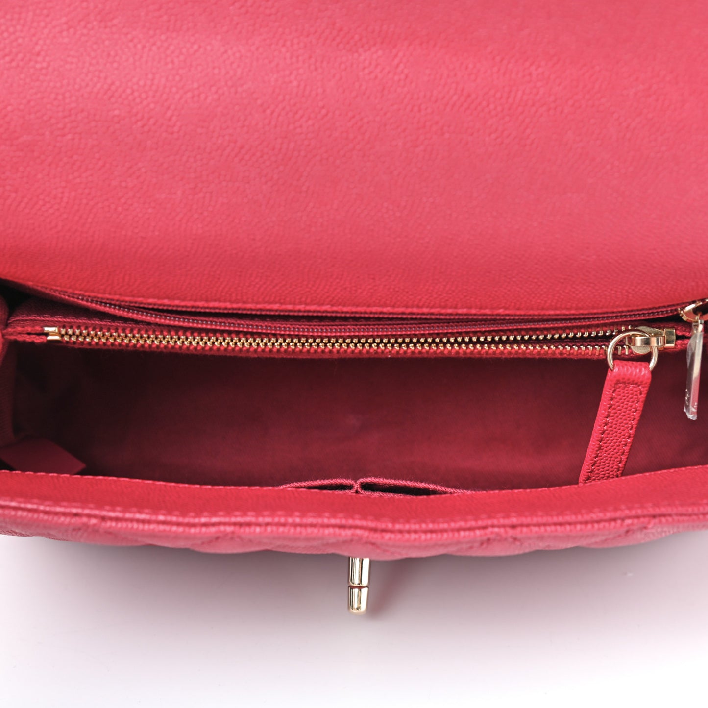Caviar Quilted Small Coco Handle Flap Fuchsia