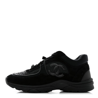 Chanel Fabric Calfskin Suede CC Sneakers 38 Black 1 of 8