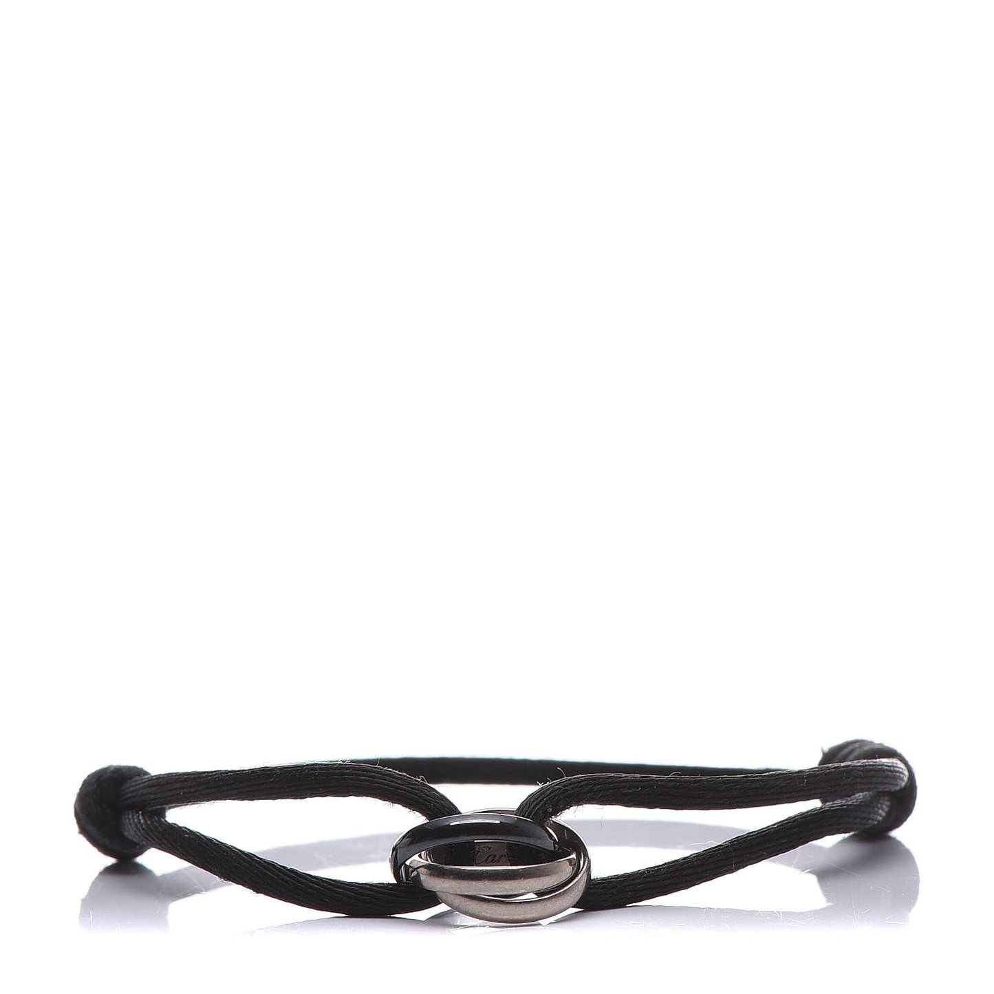 18K White Gold Ceramic Trinity Cord Bracelet Black