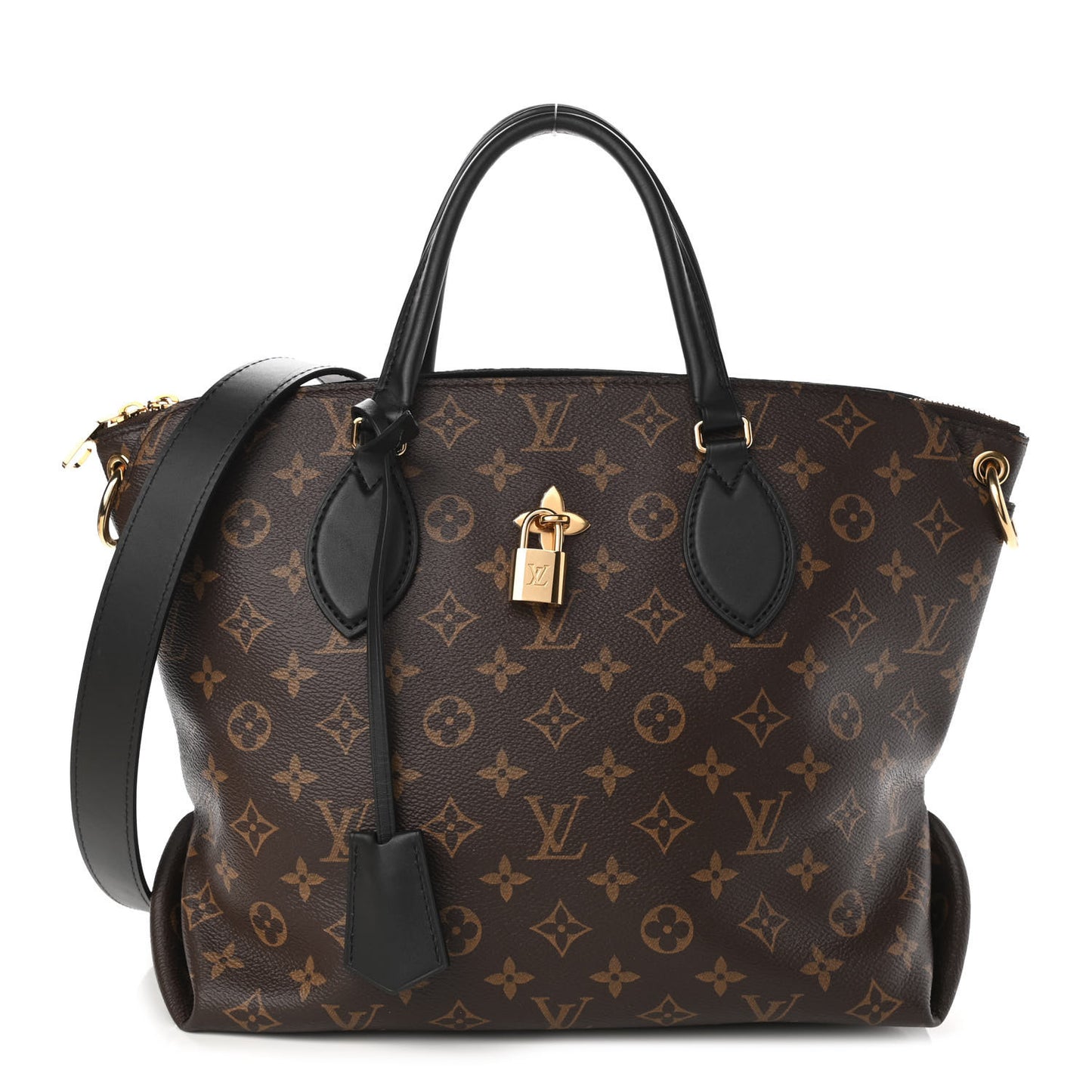 Monogram Flower Zipped Tote MM Black