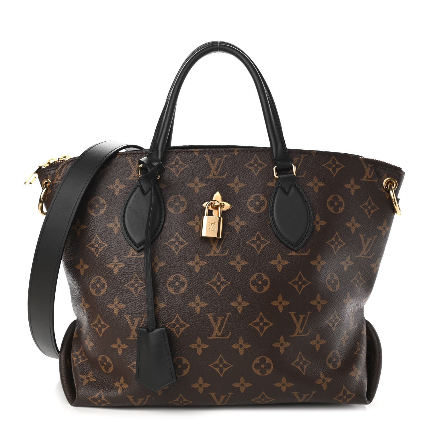 Louis Vuitton Monogram Flower Zipped Tote MM Black 1 of 10