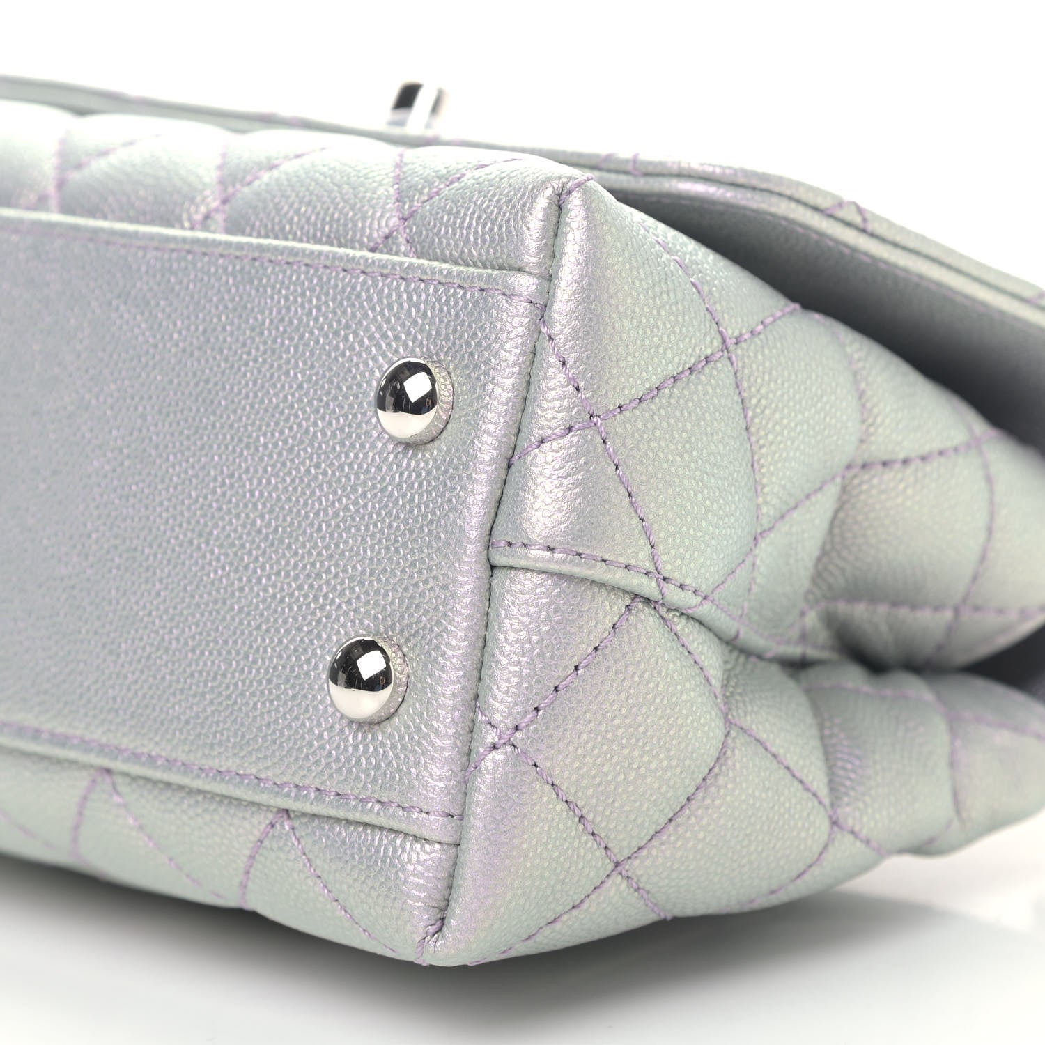 Chanel Iridescent Caviar Quilted Extra Mini Coco Handle Flap Purple 9 of 10
