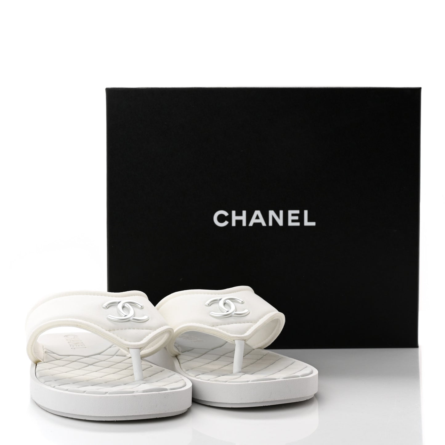 Fabric CC Thong Sandals 41 White
