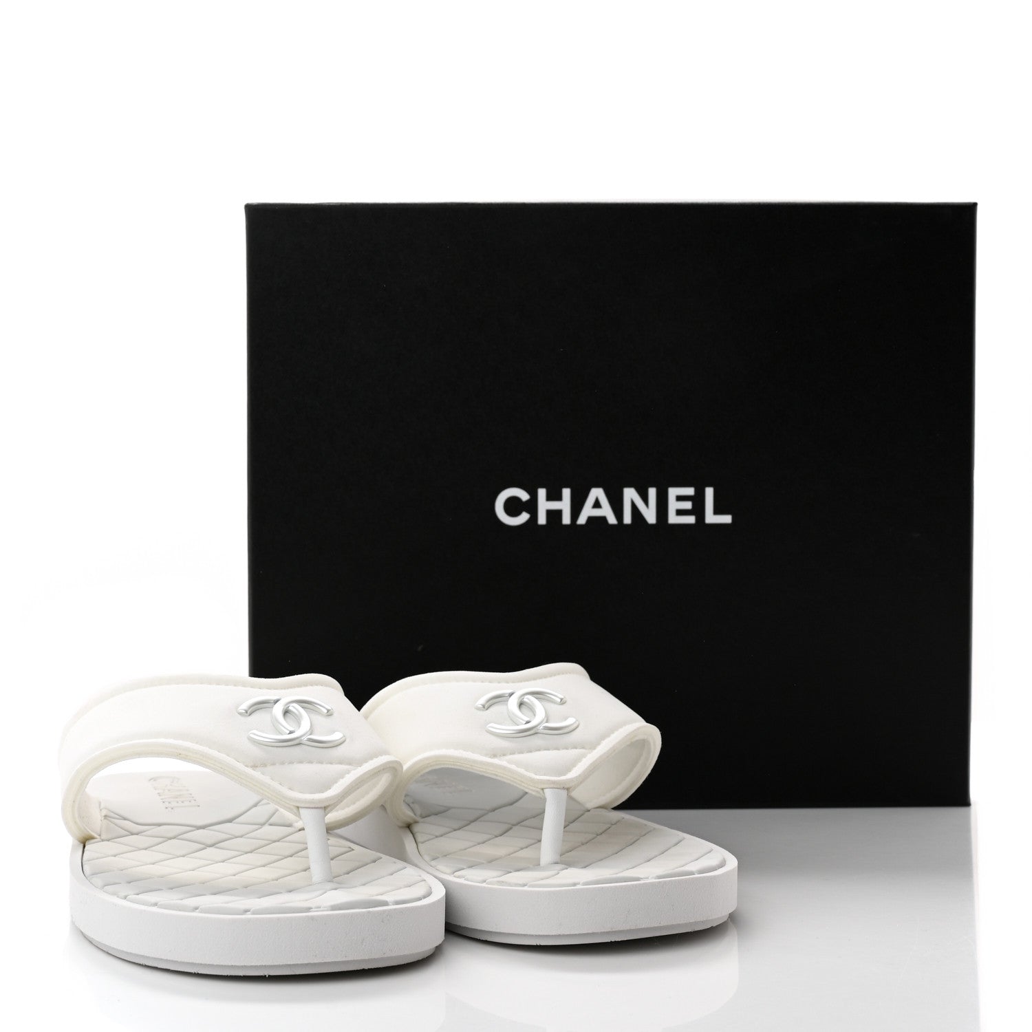 Chanel Fabric CC Thong Sandals 41 White 12 of 12
