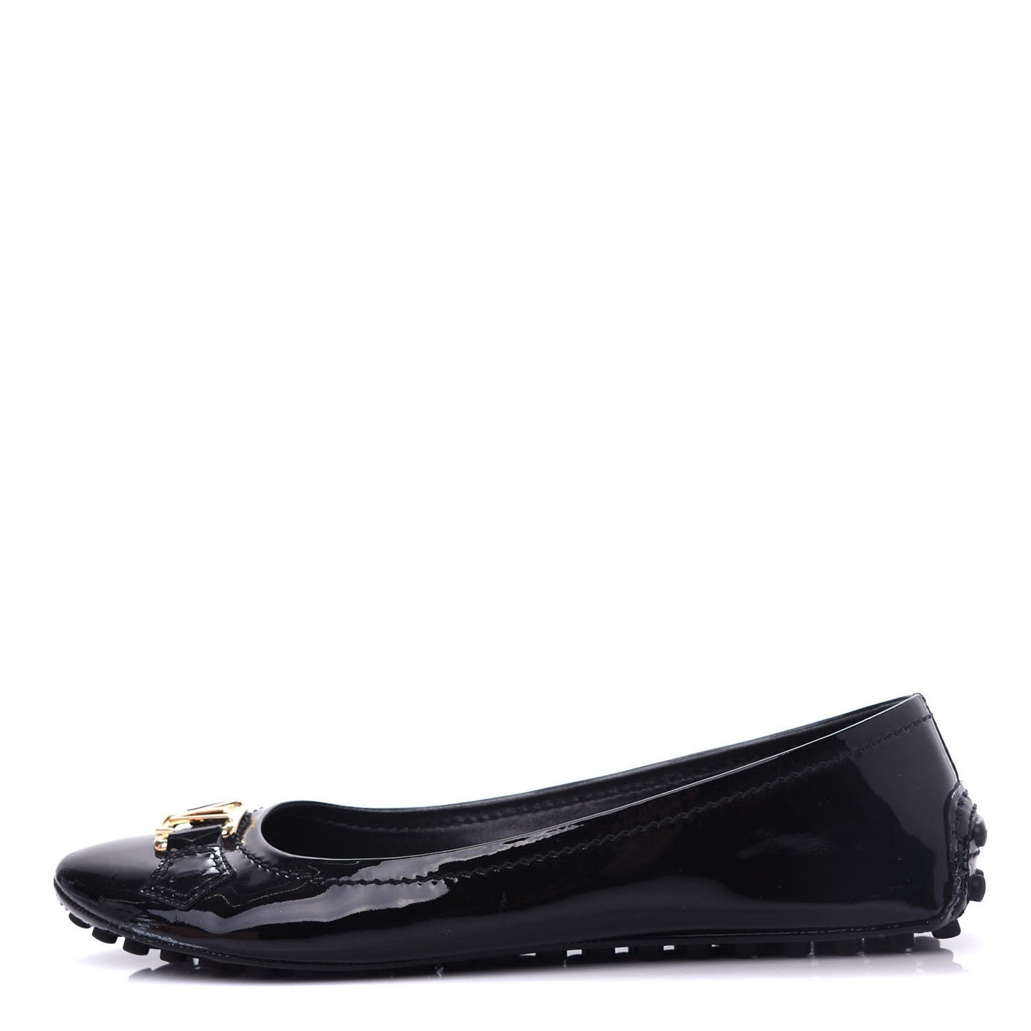Patent Calfskin Oxford Ballerina Flats 39 Black