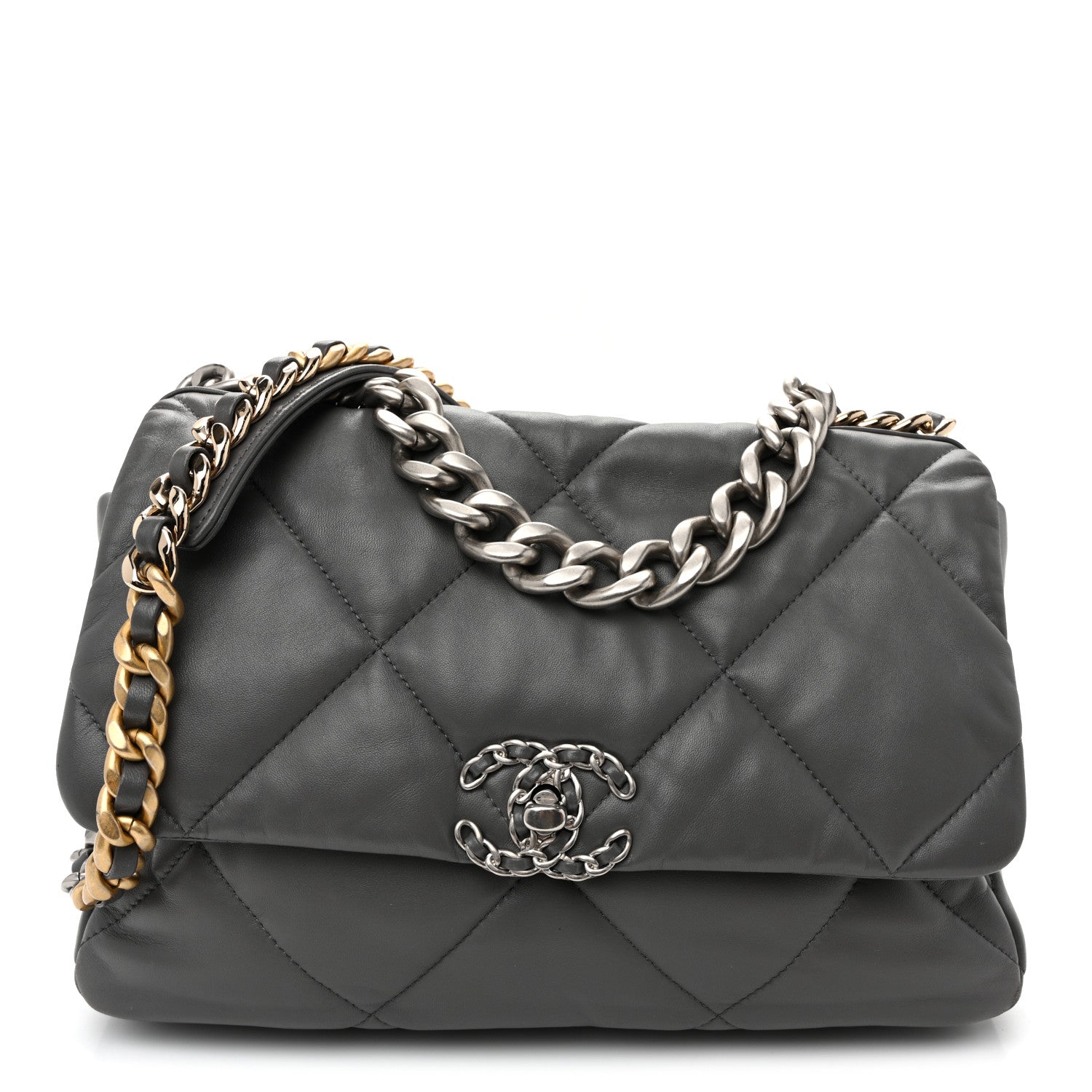 Chanel Lambskin Quilted Large Chanel 19 Flap Dark Grey 1 of 11