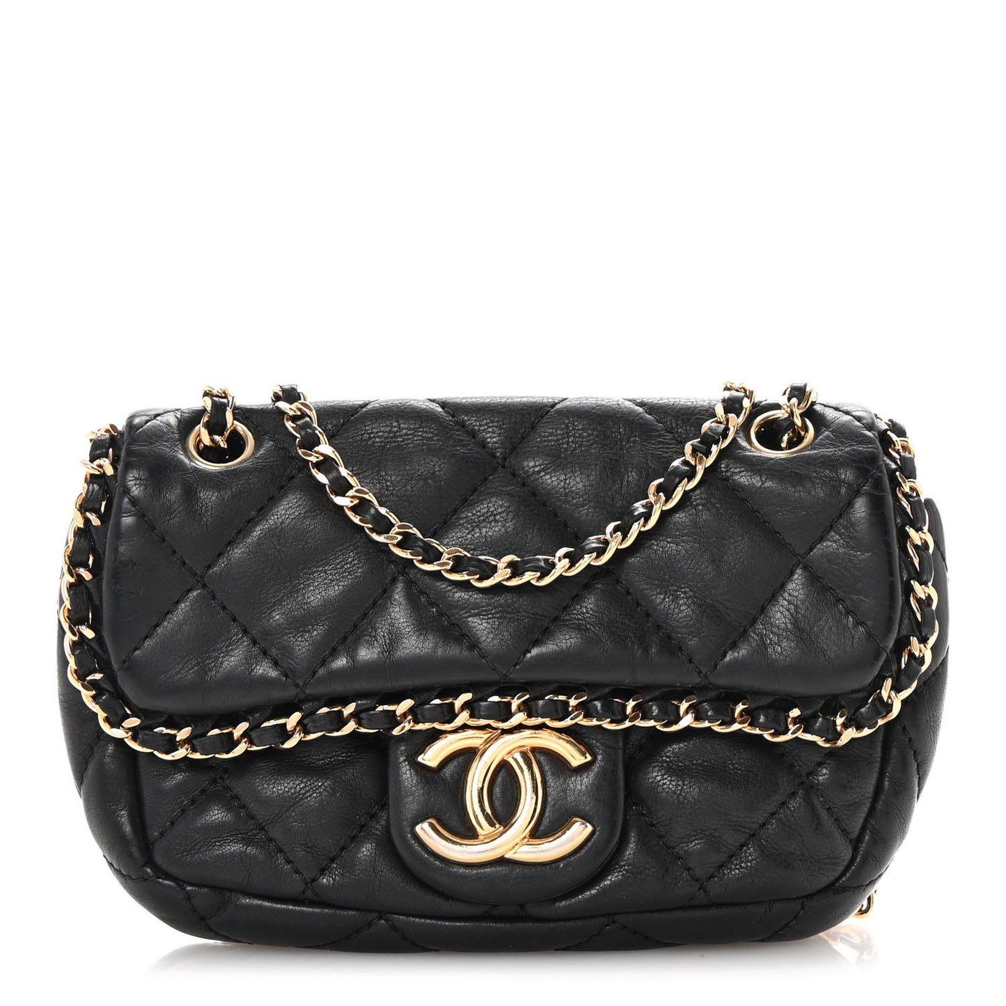 Calfskin Mini Chain Me Flap Black