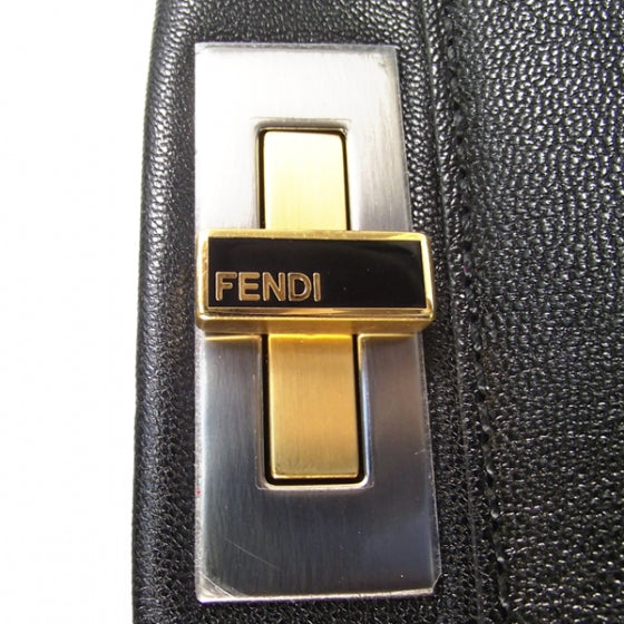 Goatskin Large Peekaboo Iconic Satchel Black Lampone