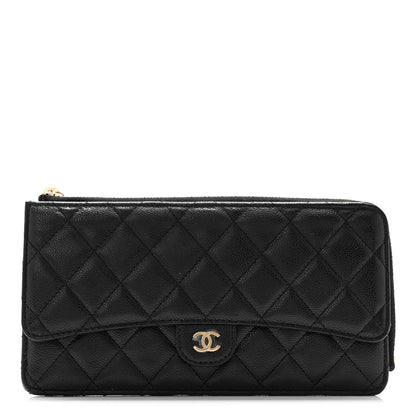 Chanel Caviar Quilted Flap Zip Pouch Black 1 of 7