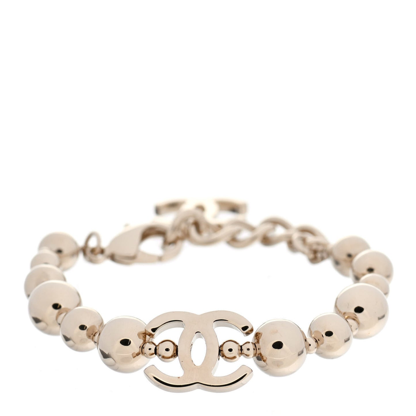 Metal Beaded CC Bracelet Gold