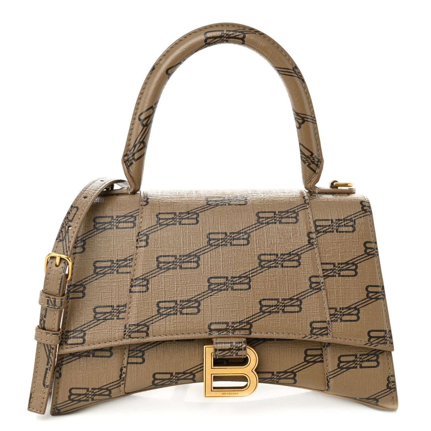 Balenciaga Coated Canvas BB Monogram Small Hourglass Top Handle Bag Beige Brown 1 of 12