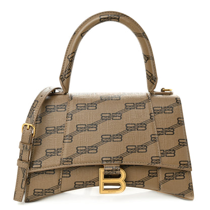 Balenciaga Coated Canvas BB Monogram Small Hourglass Top Handle Bag Beige Brown 1 of 12