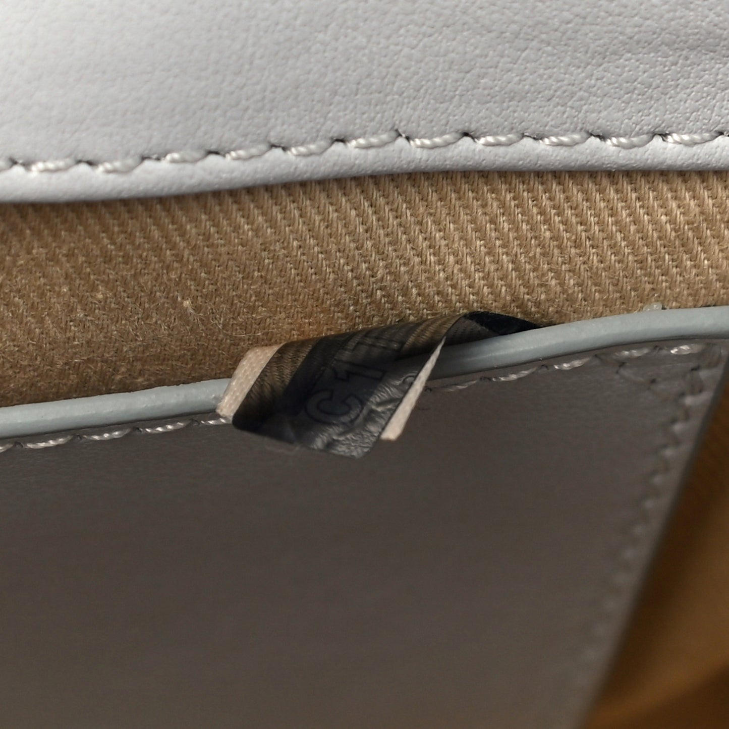 Shiny Calfskin Suede Mini C Double Carry Cloudy Blue