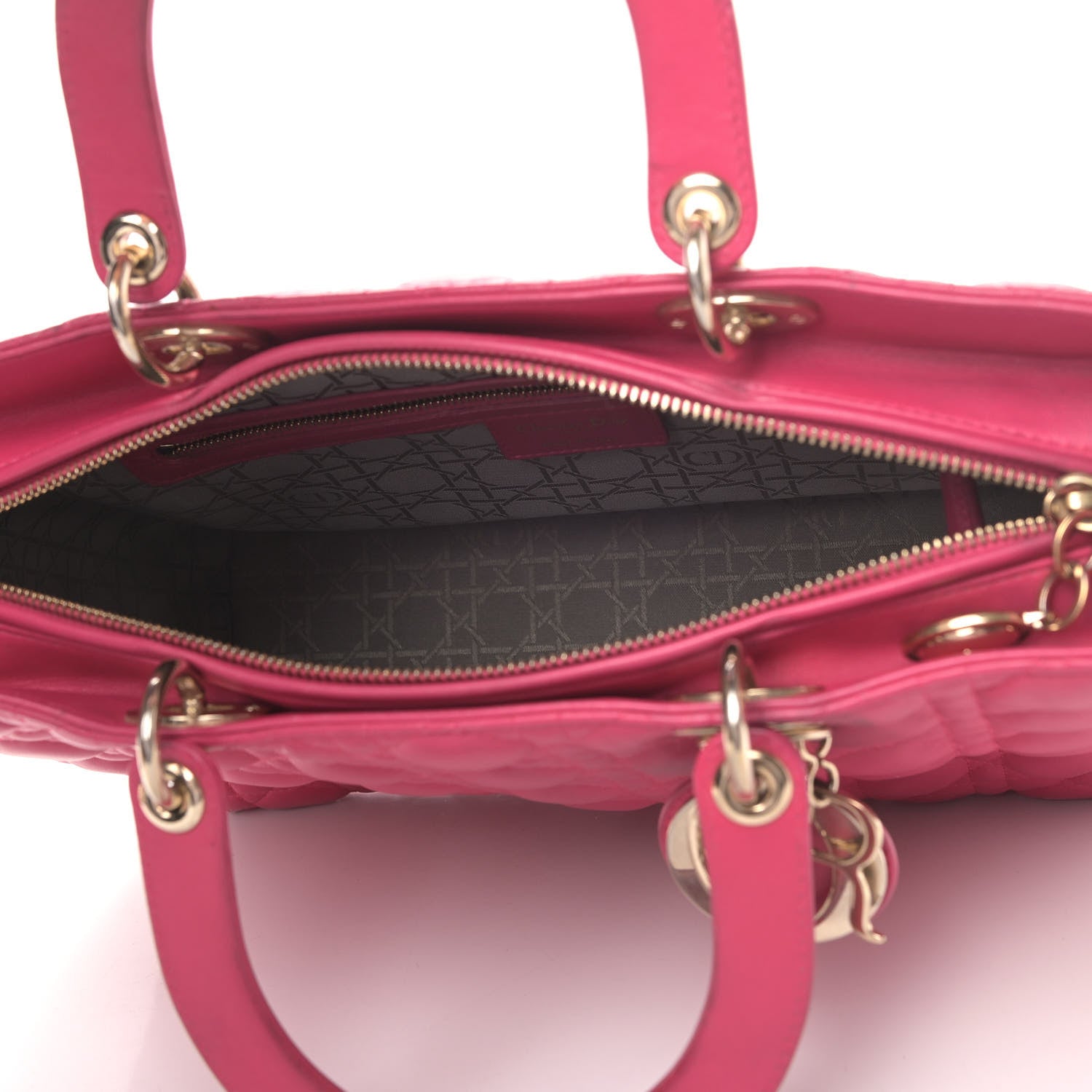 Christian Dior Lambskin Cannage Large Lady Dior Fuchsia 4 of 12