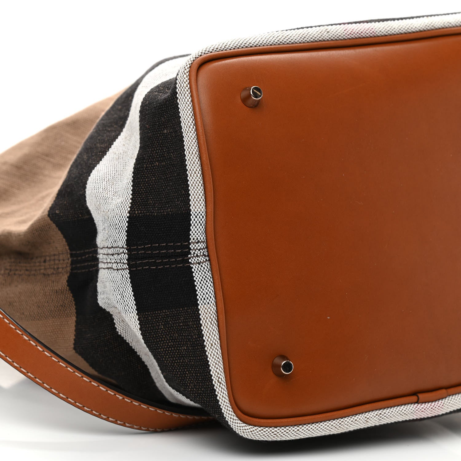 Burberry Canvas Mega Check Medium Ashby Hobo Saddle Brown 9 of 12