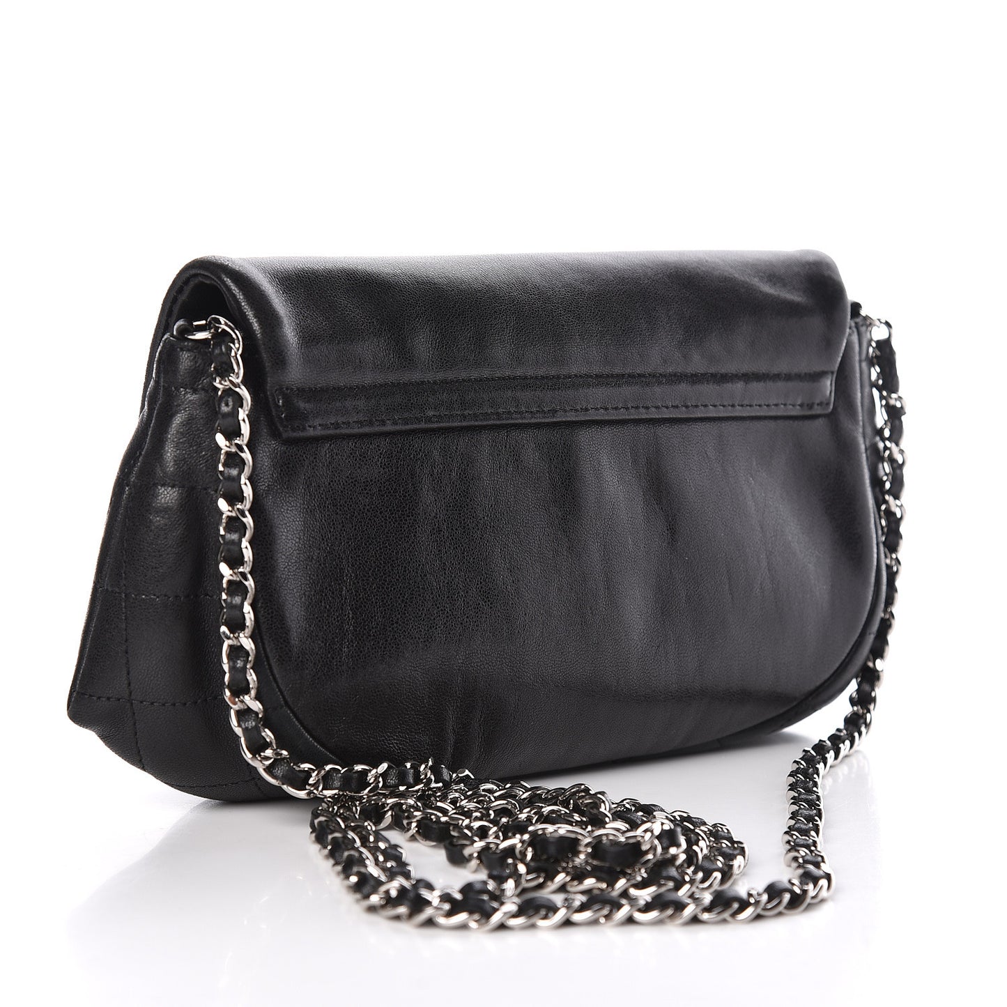 Lambskin Half Moon Wallet On Chain WOC Black