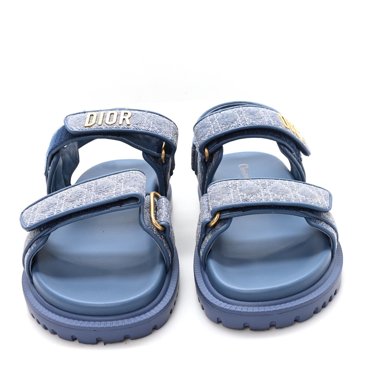 Christian Dior Denim Cannage Embroidered Dioract Sandals 35 Blue 3 of 10