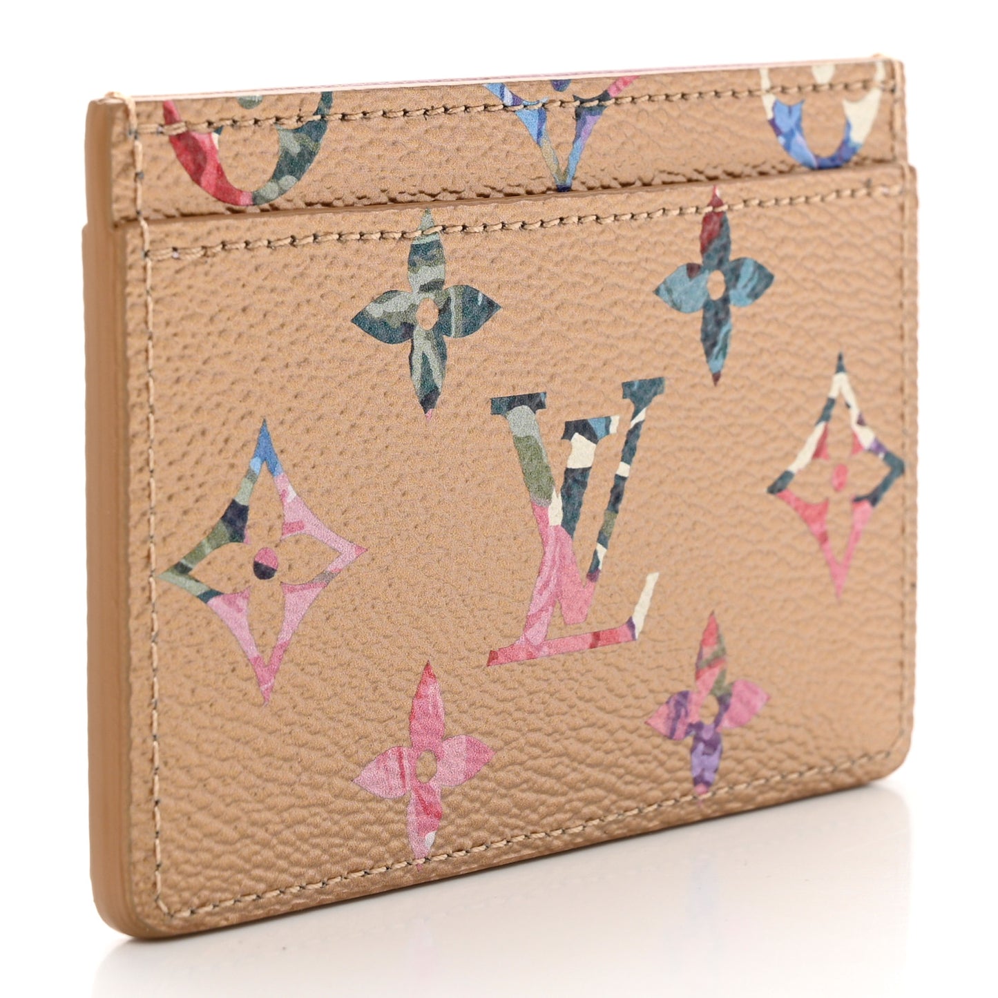 Metallic Monogram LV Garden Card Holder Gold