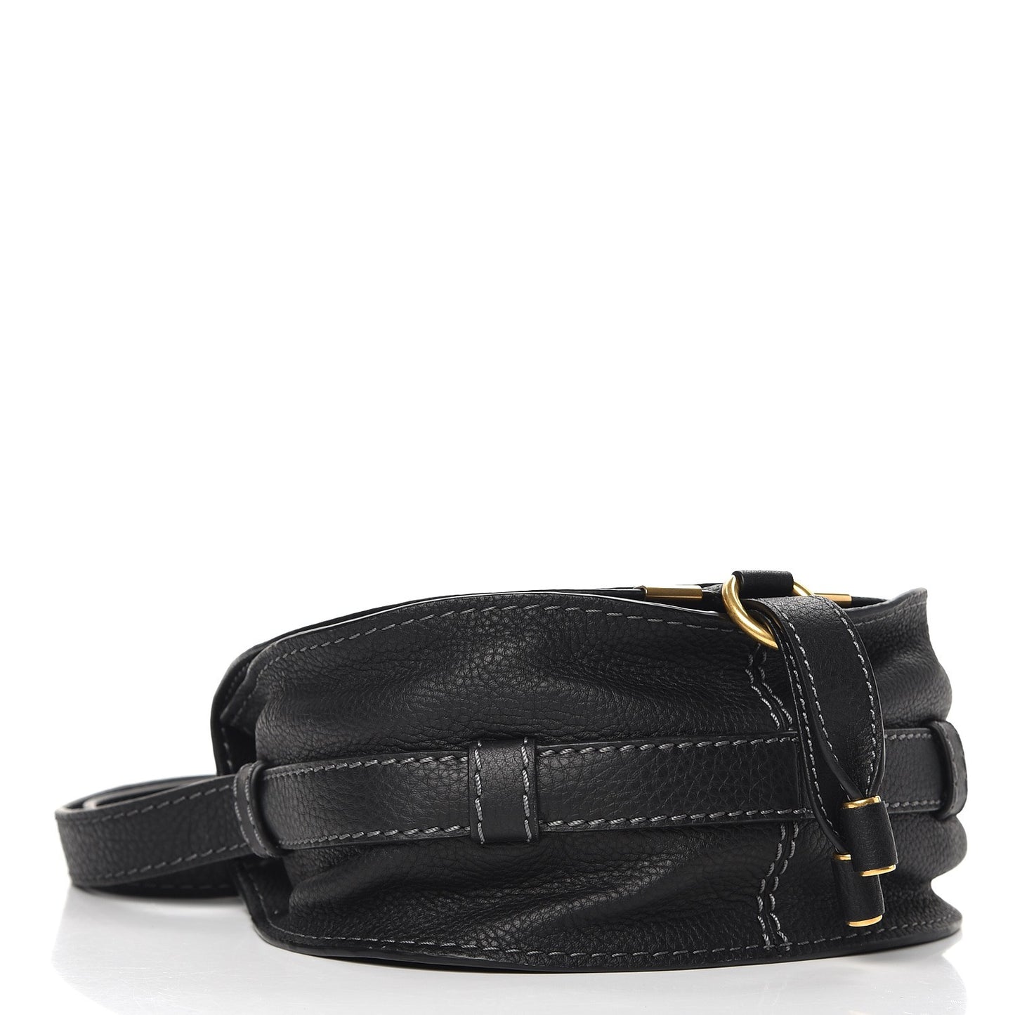 Calfskin Mini Marcie Round Crossbody Bag Black