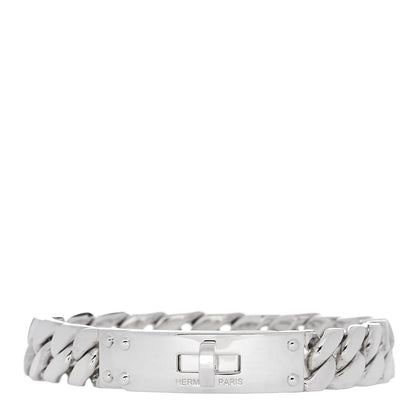 Hermes Sterling Silver GM Kelly Gourmette Bracelet XL 1 of 4