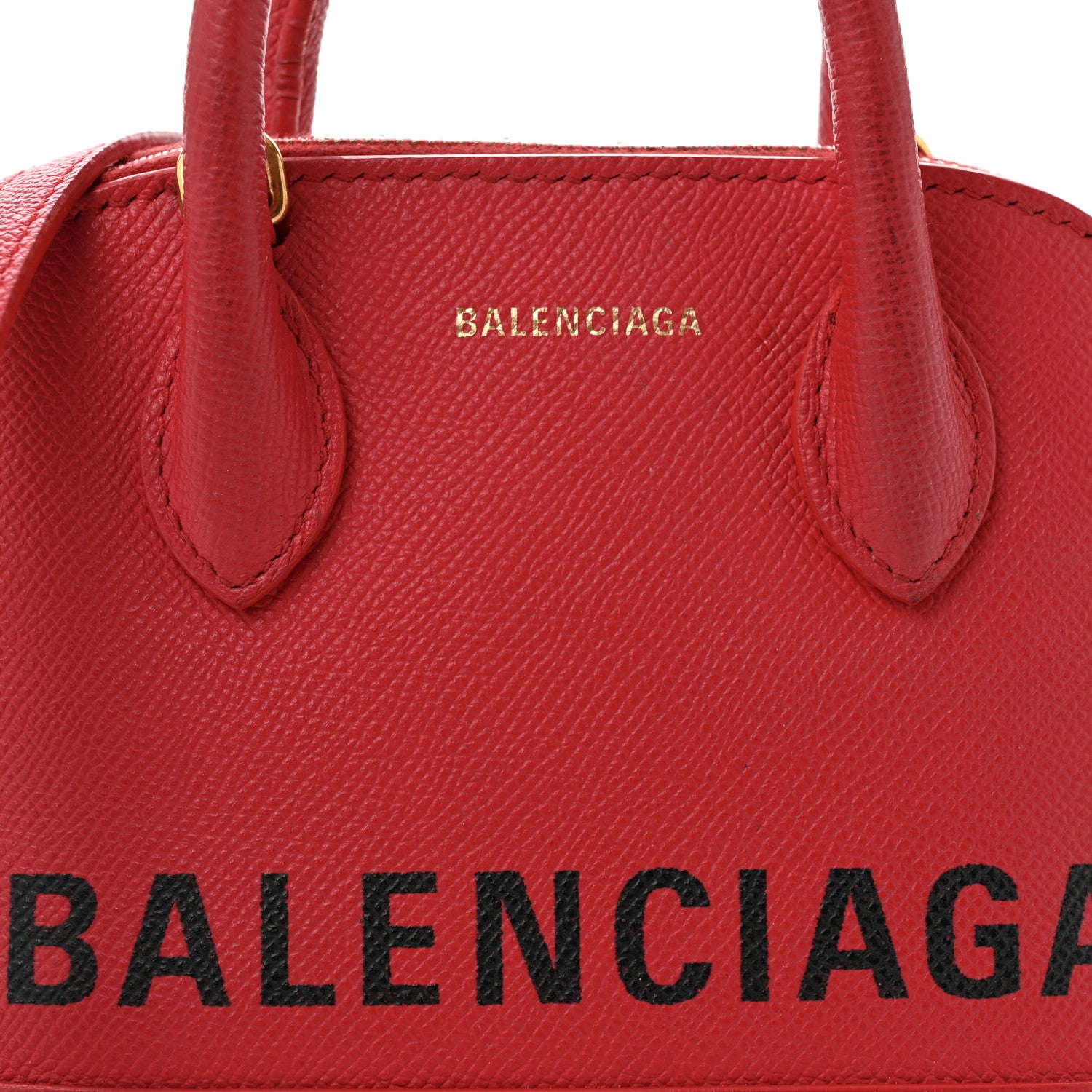 Balenciaga Signature Grained Calfskin Logo XXS Ville Top Handle Bag Rouge Lantern Black 8 of 12