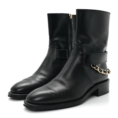 Chanel Calfskin Chain Short Boots 37 Black 4 of 10