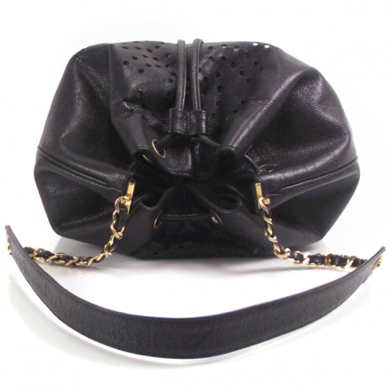Vintage Caviar Perforated Drawstring Hobo