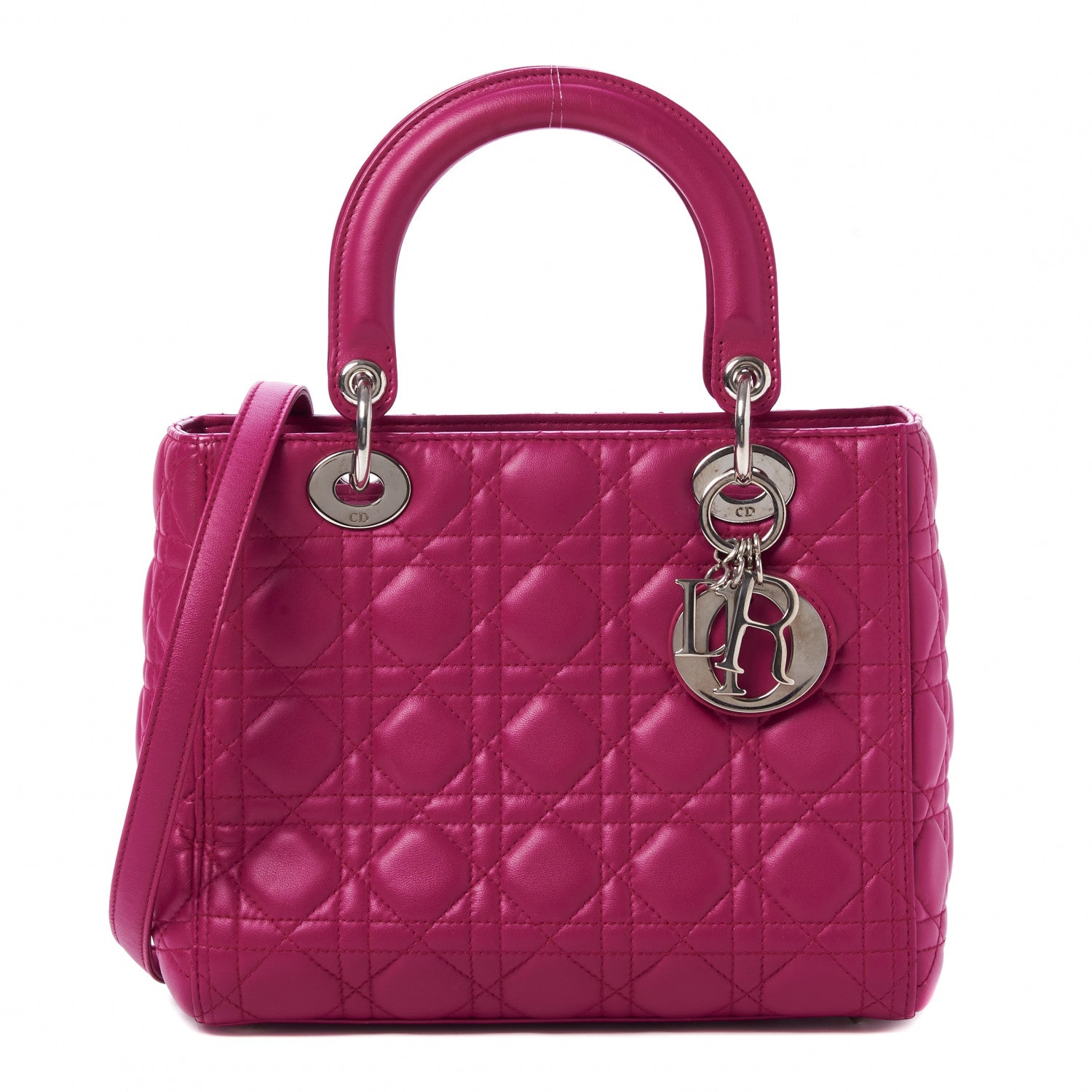 Christian Dior Lambskin Cannage Medium Lady Dior Fuchsia 1 of 9