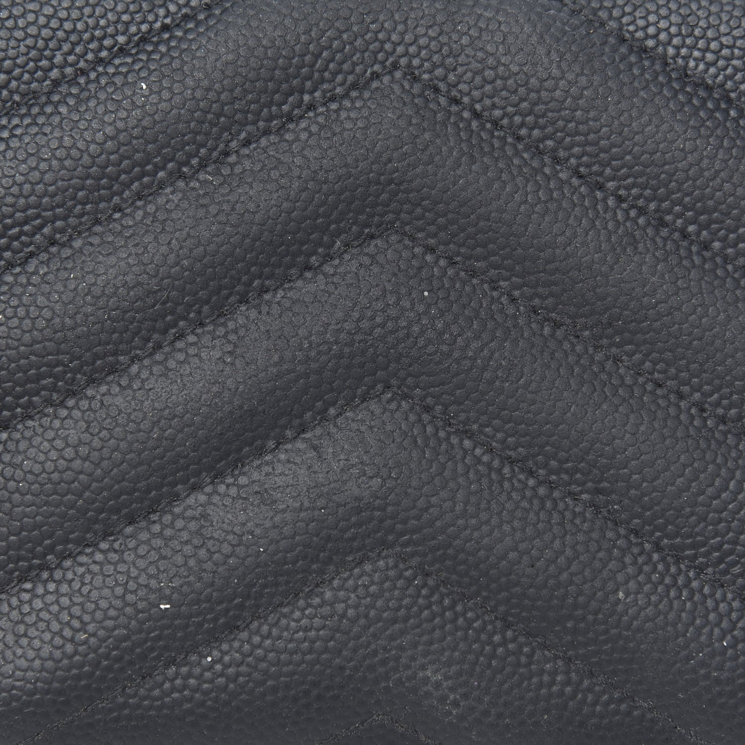 Saint Laurent Grain De Poudre Matelasse Chevron Monogram Compact Zip Around Wallet Black 9 of 11