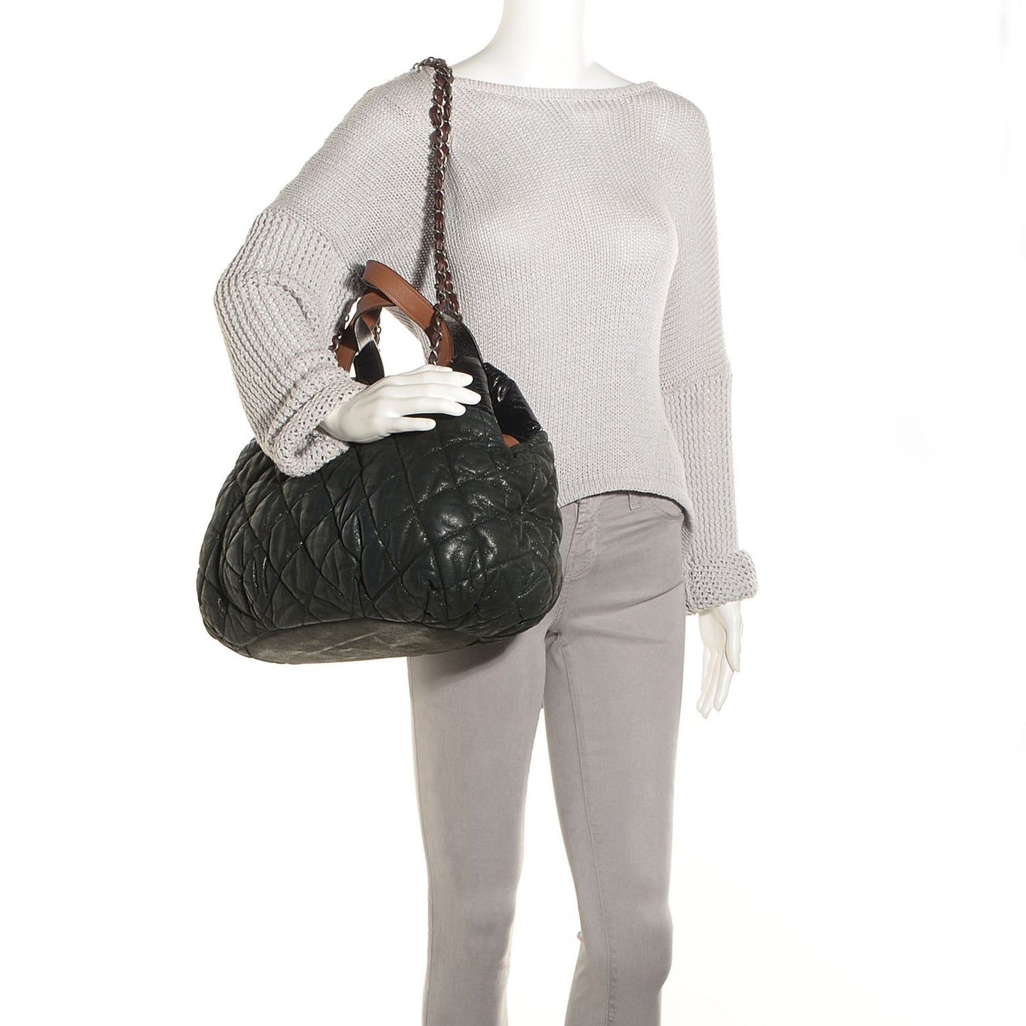 Iridescent Calfskin Large In The Mix Tote Black