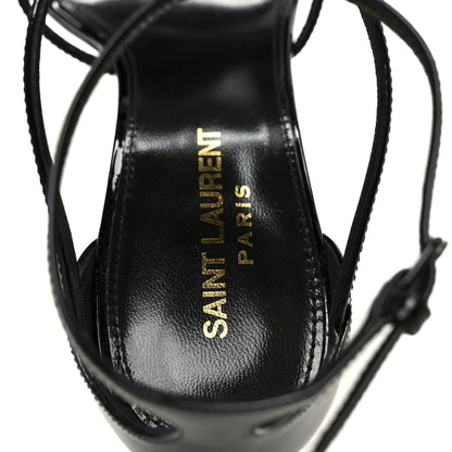 Saint Laurent Vernice Chiffon Cassandra 100 Ankle Strap Sandals 38 Black 7 of 10