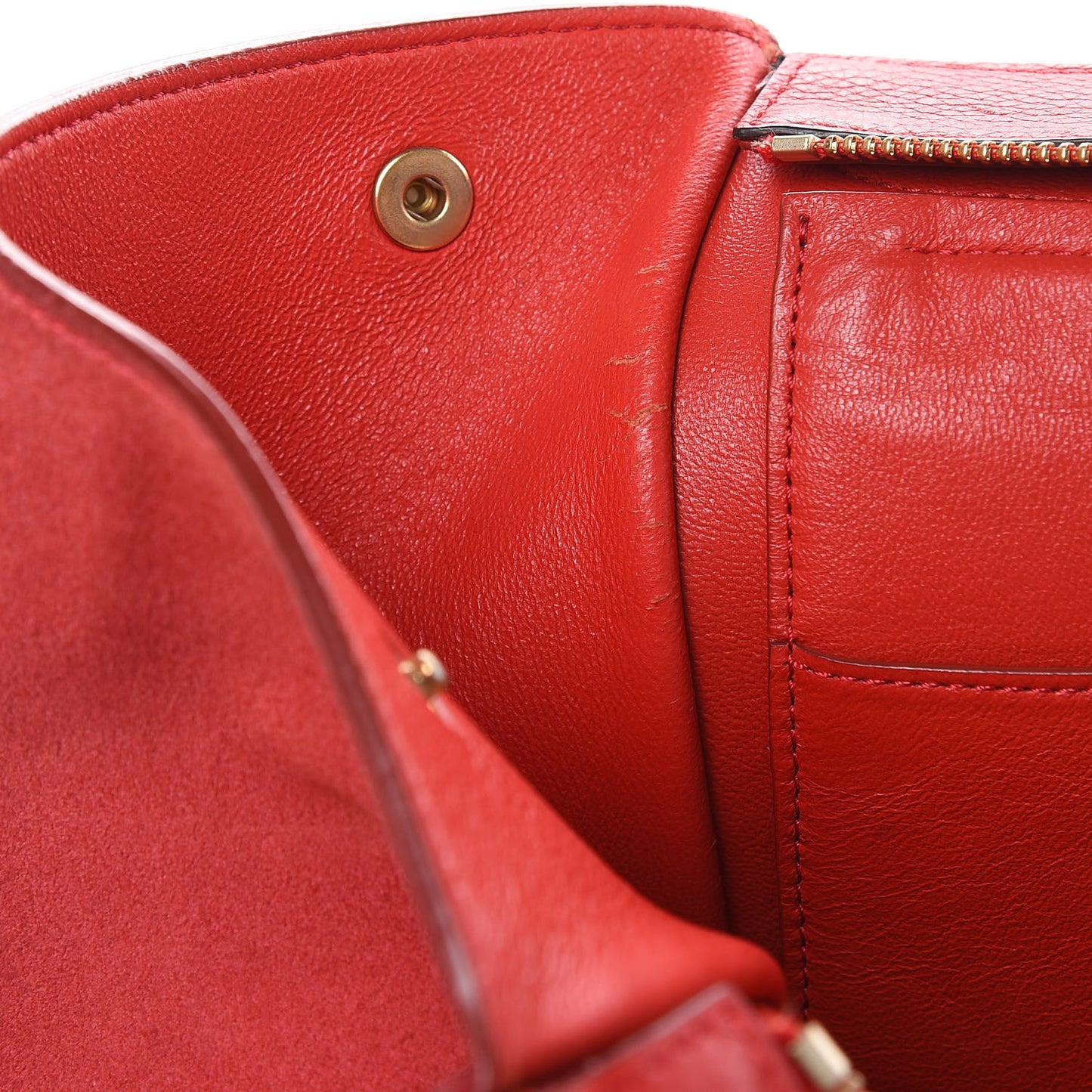 Drummed Calfskin Suede Medium Trapeze Coquelicot