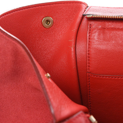 Celine Drummed Calfskin Suede Medium Trapeze Coquelicot 15 of 17
