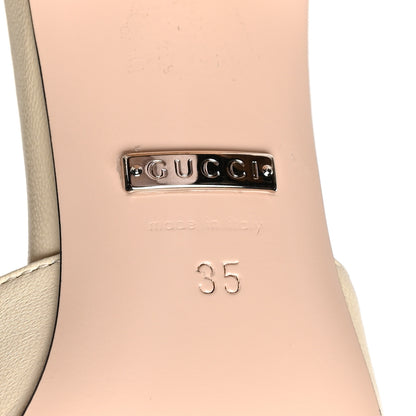 Gucci Malaga Kid Crystal Square G Madelyn Mules 35 Vintage White 7 of 7