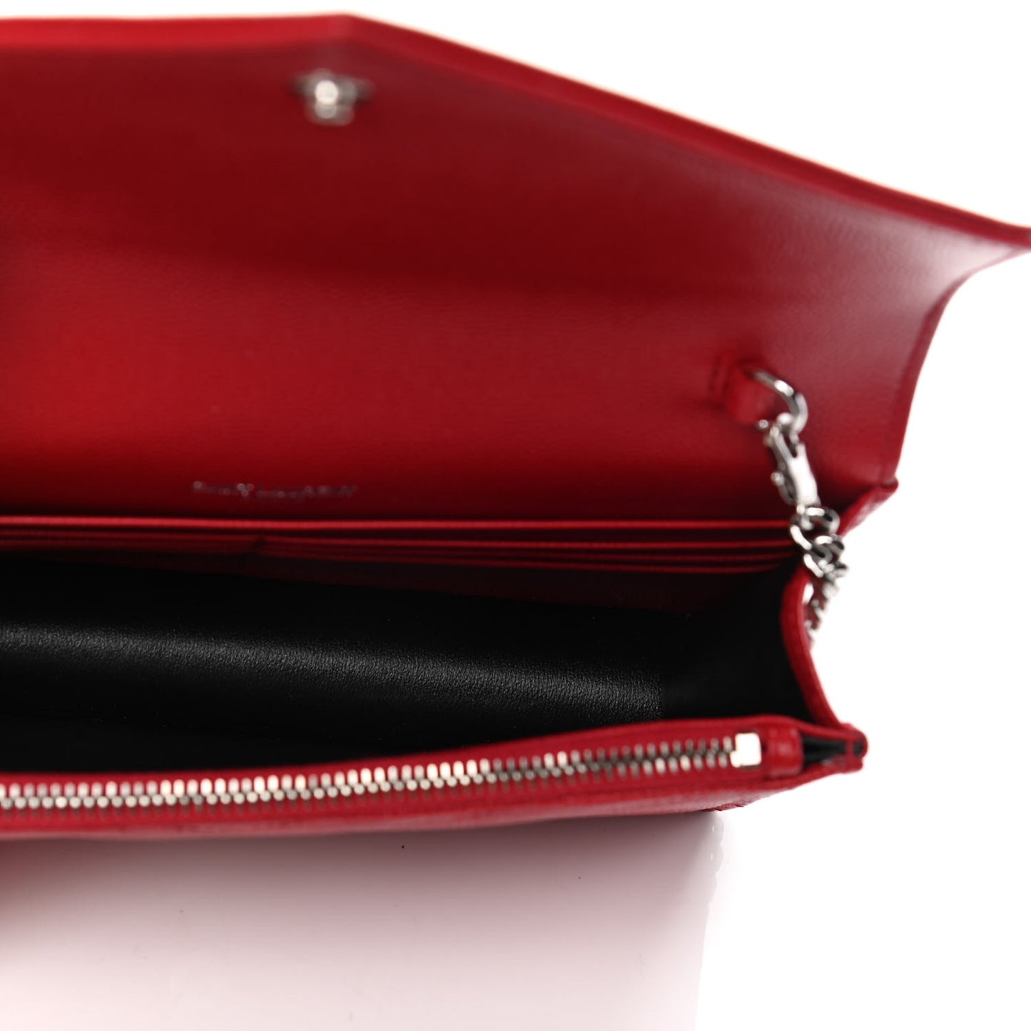 Grain De Poudre Matelasse Chevron Monogram Envelope Chain Wallet New Red