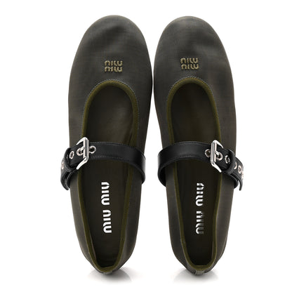 Miu Miu Mesh Buckle Ballerina Flats 39 Oliva 5 of 9