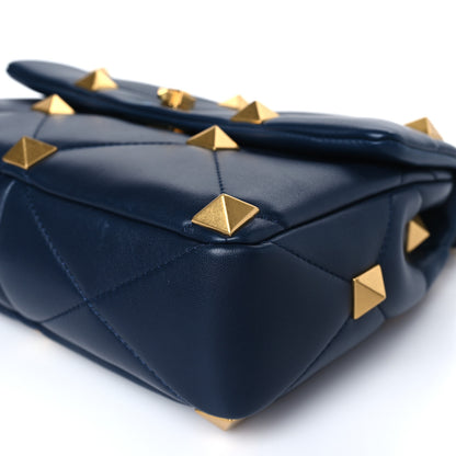 Valentino Garavani Nappa Large Roman Stud Shoulder Bag Marine 8 of 8