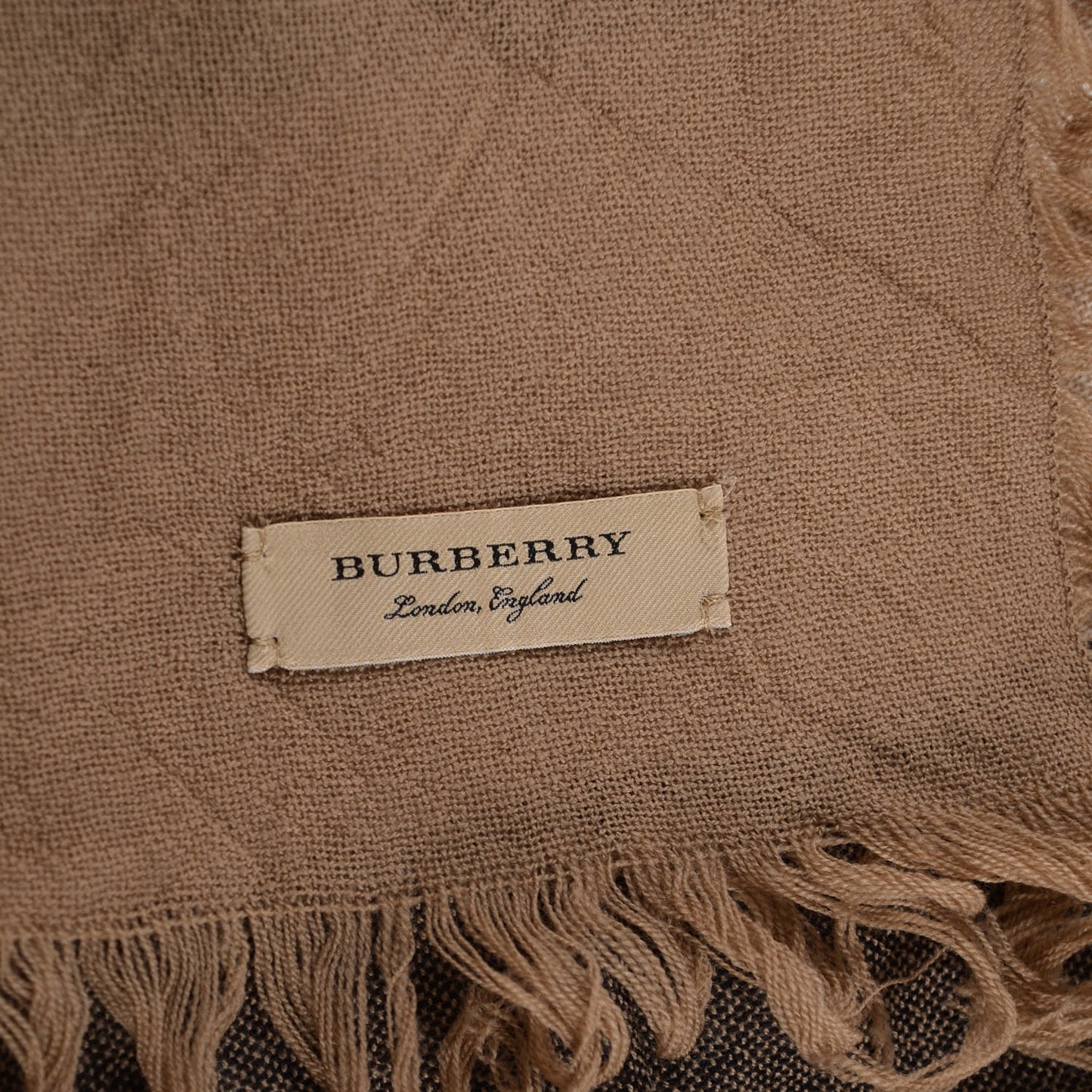 Merino Wool House Check Scarf Brown