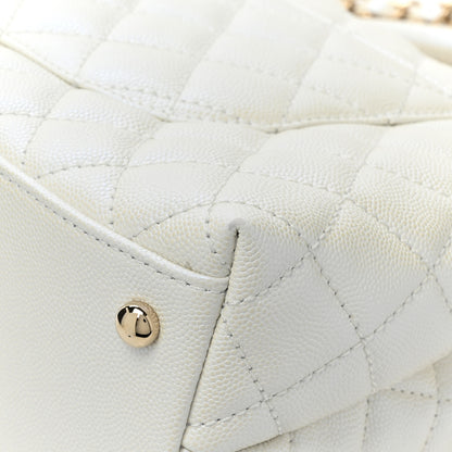 Chanel Iridescent Caviar Quilted Small Coco Handle Flap White 14 of 15