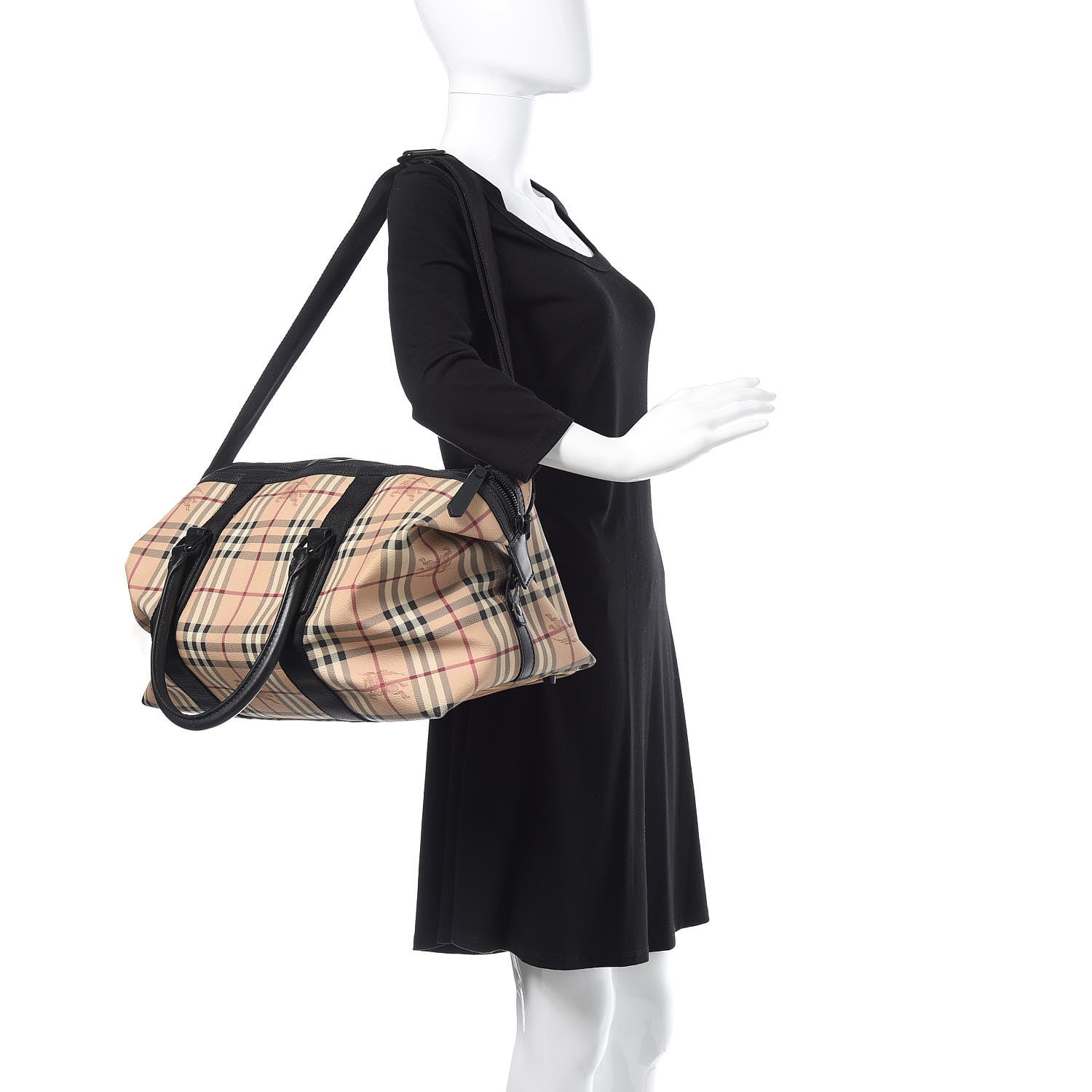 Burberry Haymarket Check Duffle Bag Black 2 of 12