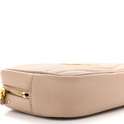 Saint Laurent Grain De Poudre Matelasse Monogram Mini Lou Camera Bag Dark Beige 9 of 11