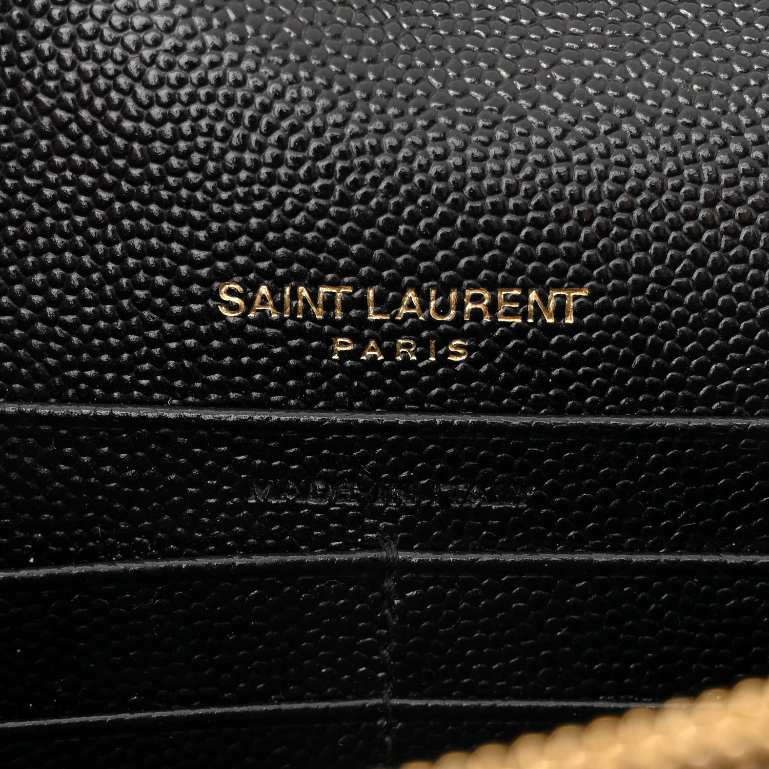 Saint Laurent Grain De Poudre Matelasse Chevron Monogram Envelope Chain Wallet Black 6 of 11