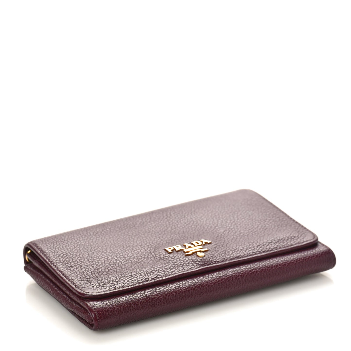 Vitello Daino Metal Small Continental Flap Wallet Granato